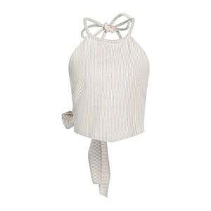 Eleh Linen & Cotton Beige/Cream Halter Top, size Large